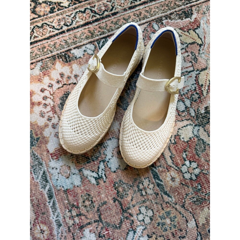 Rothy's Women's Mary Jane Flats 7 Cream Espadrille - Picture 2 of 7